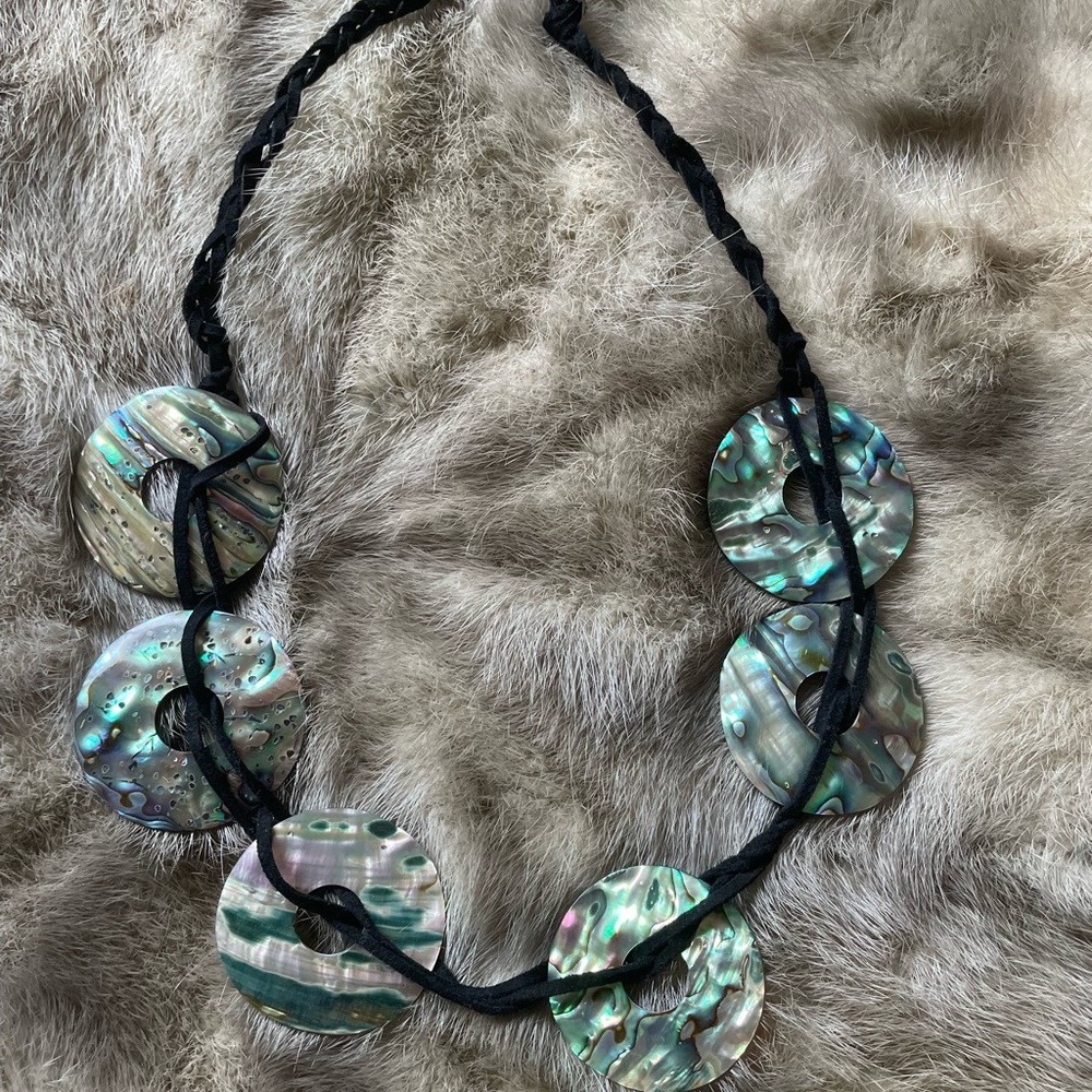 Original String Necklace With Shell Turquoise Orn… - image 2
